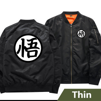 Son Goku's Insignia Japanese Logo | Black Bomber Jacket | Dragon Ball Super