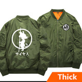 Young Kid Son Goku & Insignia Japanese Logo | Olive Bomber Jacket | Dragon Ball Super