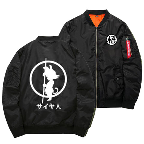 Young Kid Son Goku's Insignia Japanese Logo | Black Bomber Jacket | Dragon Ball Super