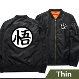 Son Goku's Insignia Japanese Logo | Black Bomber Jacket | Dragon Ball Super