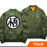 Son Goku's Insignia Japanese Logo | Olive Bomber Jacket | Dragon Ball Super