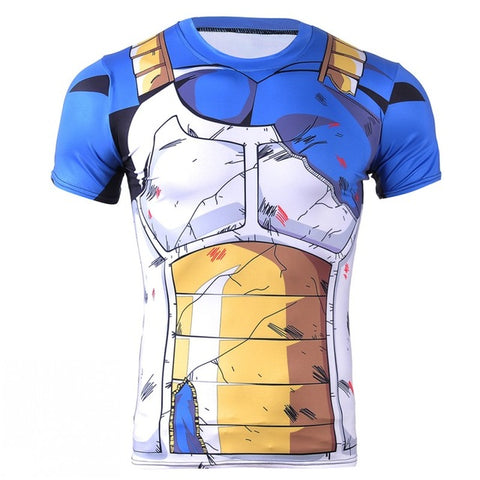 Vegeta Battle Damaged Armor | Body Building Short Sleeve Shirt | Fitness Workout | Dragon Ball Super