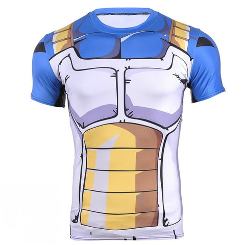 Vegeta Battle Saiyan Armor | Body Building Short Sleeve Shirt | Fitness Workout | Dragon Ball Super